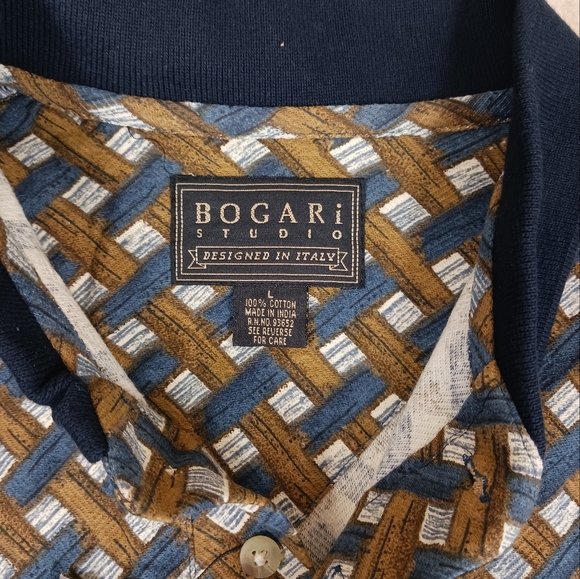 🆕 BOGARI STUDIO Collared Shirt/Polo Size L Designed in Italy - Picture 6 of 6
